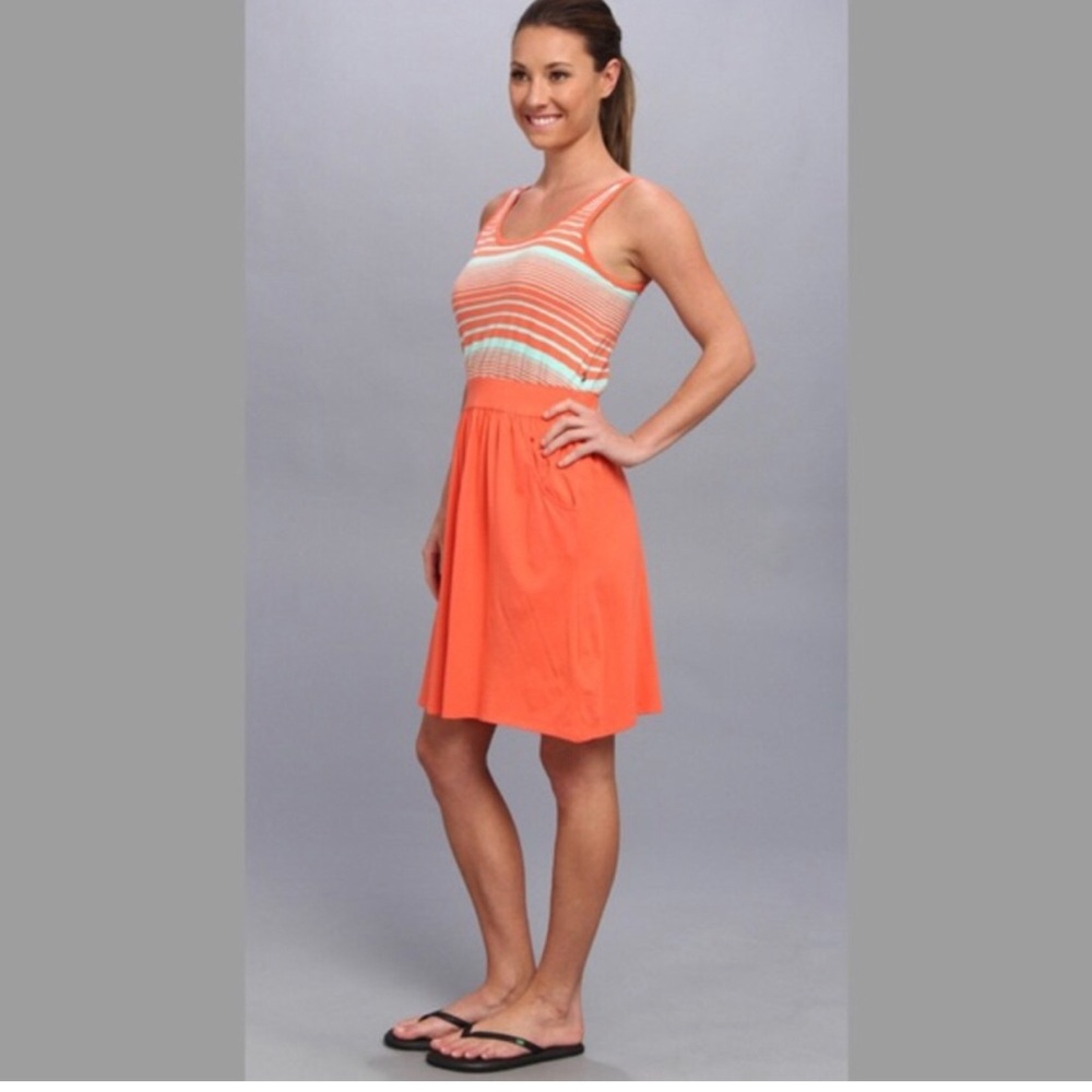 North‎ face Alysia Jersey Striped Tank dress modal orange teal size XS